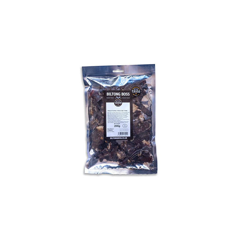 Biltong Boss Traditional Boss Beef, Premium Authentic Beef, High Protein Ready To Eat Healthy Snack, Suitable For Gluten-Free, Paleo, Keto, Atkins