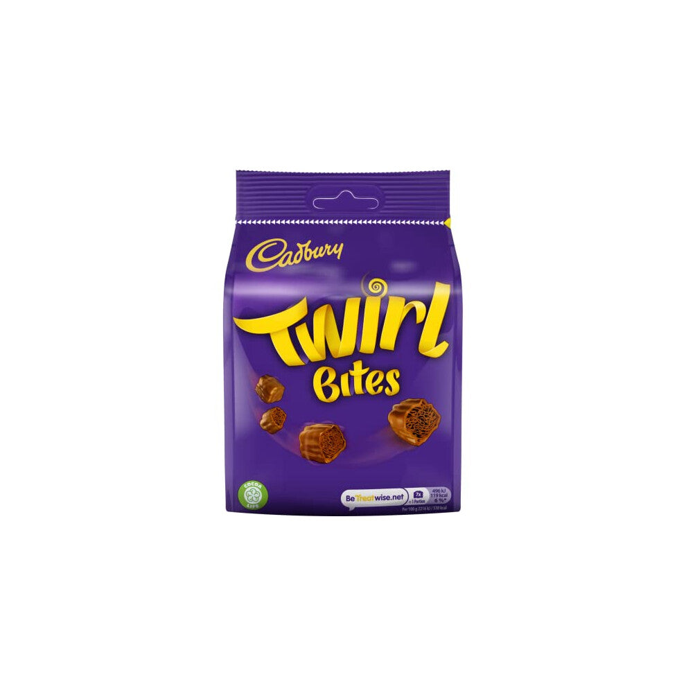 Cadbury Twirl Bites Bags Multipack, OFFICIAL, Bag of Chocolate Bites with Flaky Centre in a Solid Milk Chocolate Coating, 10 x 95 g