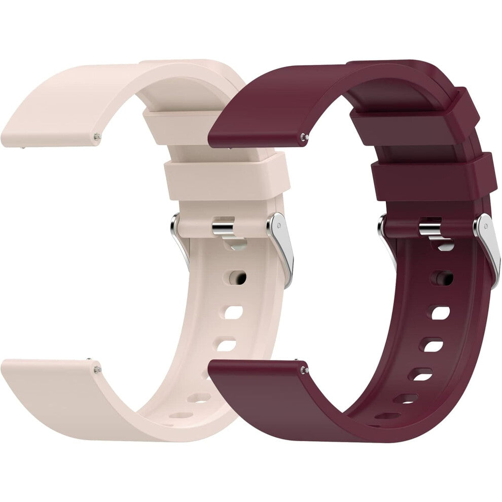 22mm Smartwatch Strap- 2pcs Silicone Quick Release Straps, Replacement Band for Samsung Galaxy Watch-Huawei Watch-Garmin-Fossil-Amazifit, for Women Me