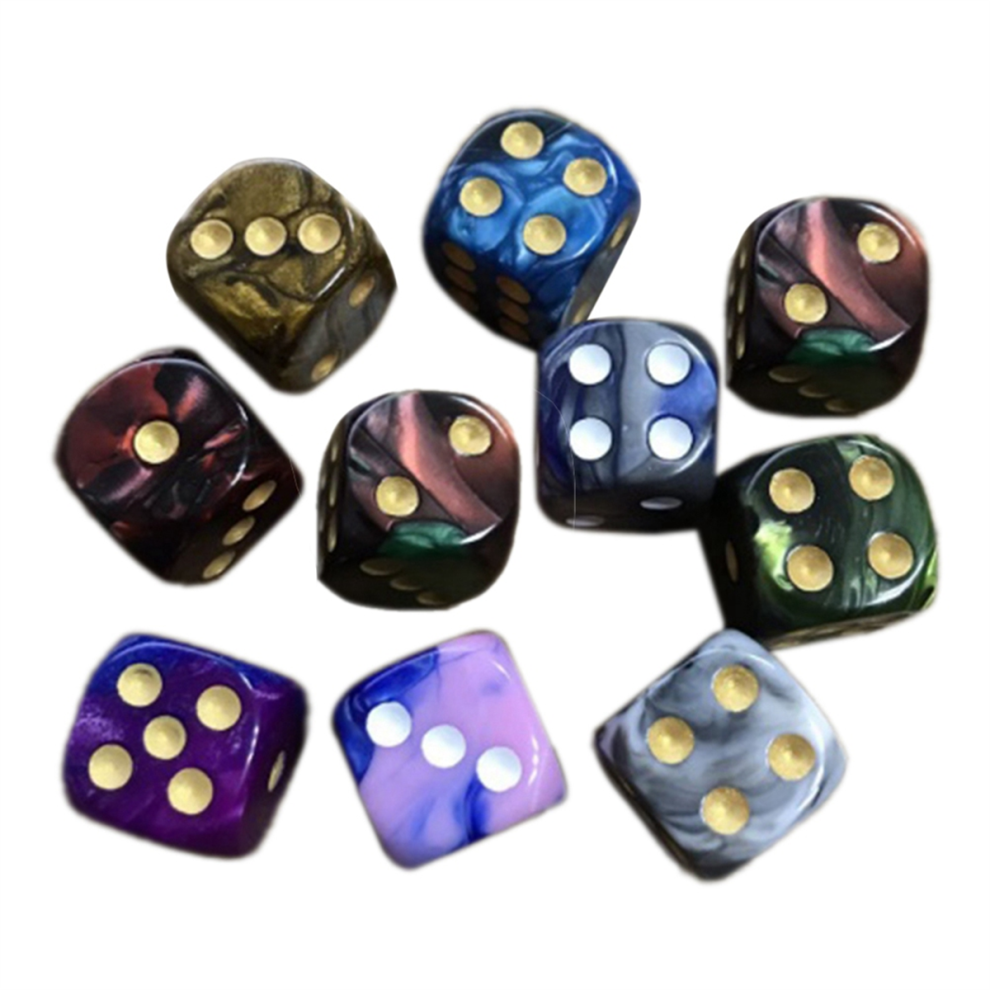 10Pcs Random Color 16MM D6 Dice Set Standard Acrylic for Role Playing Games