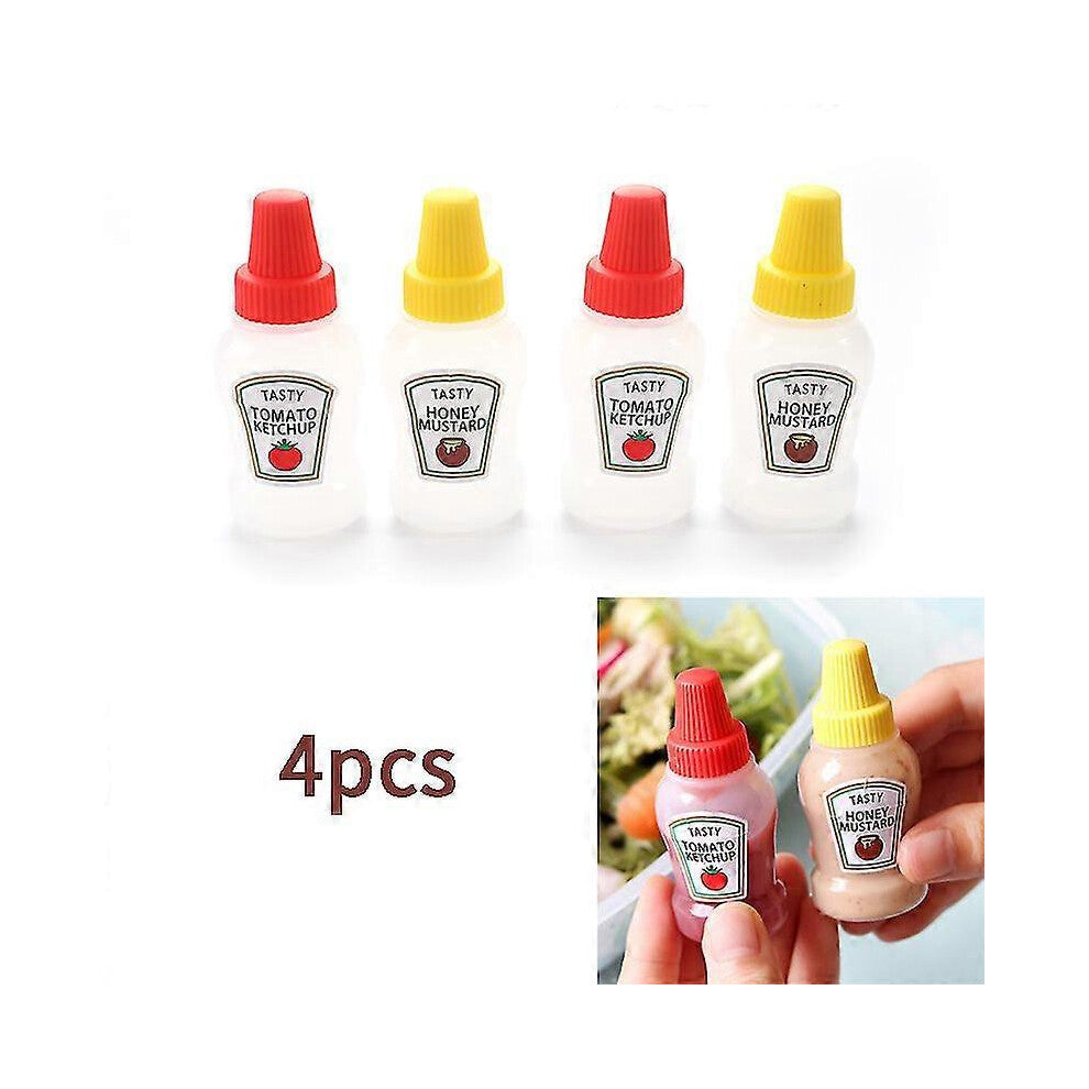 4pcs 25ml Mini Tomato Ketchup Bottle Portable Sauce Salad Dressing Container