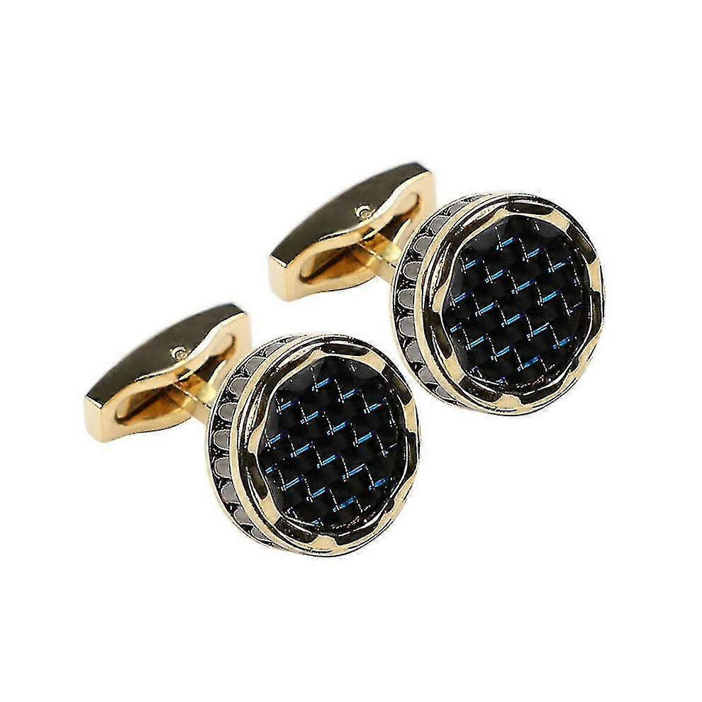 Men's French Cufflinks Cufflinks Copper Carbon Fiber Round Gold Plated Cufflinks