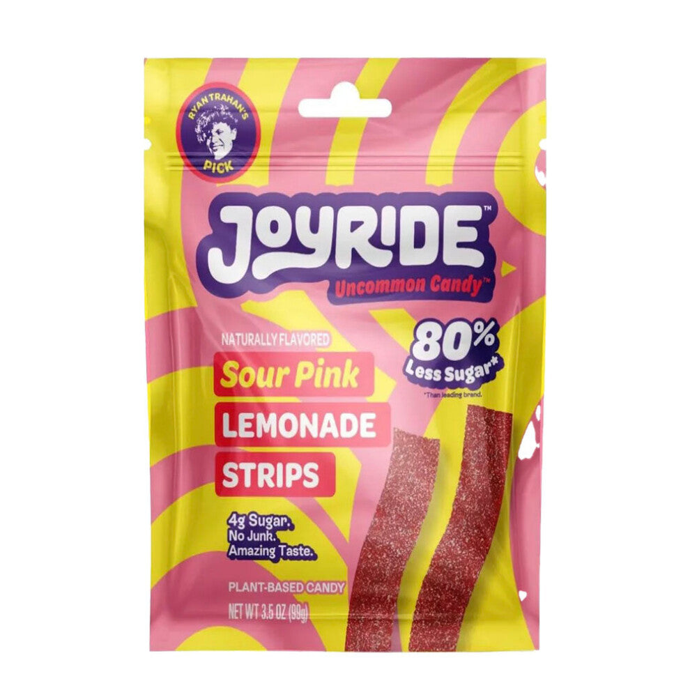 Joyride Sour Pink Lemonade Strips – 99g, Tangy Pink Lemonade Candy Strips