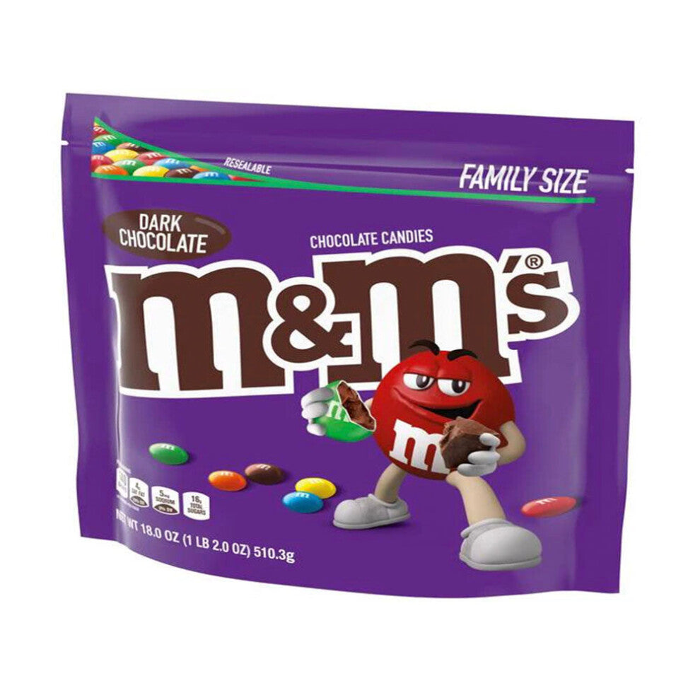 M&M's Dark Chocolate Family Size 510g – Rich, Crunchy Cocoa Treats to Share