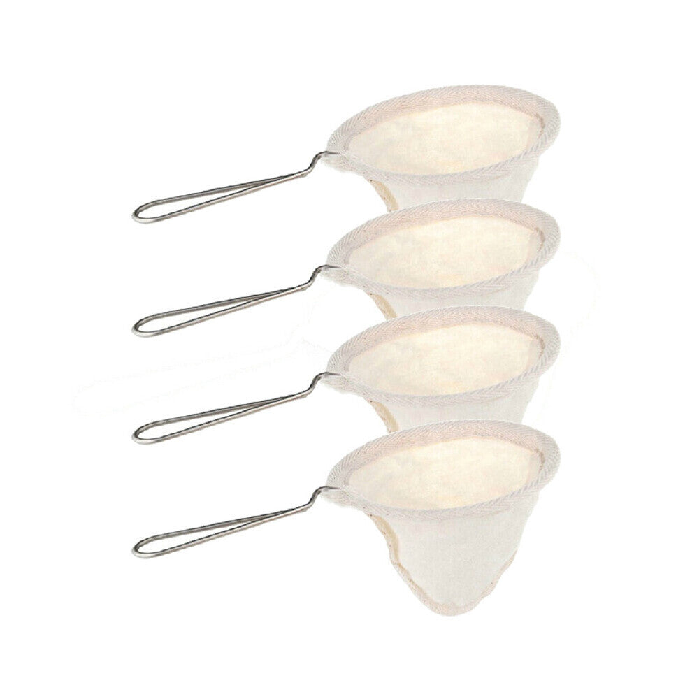4Pcs Flannel Cloth Coffee Filter Strainers Reusable Coffee Dripper with Handle Handmade Coffee Accessories Use