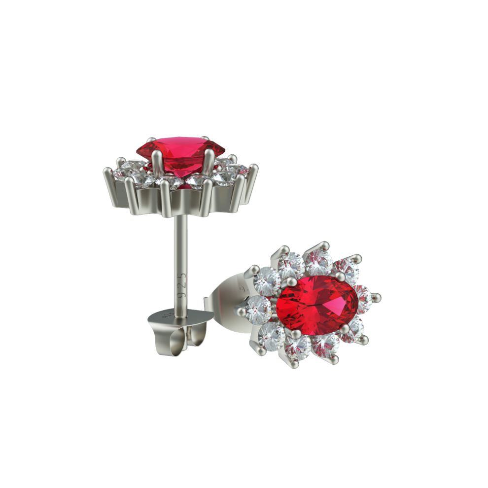 （red）Earrings for Women, 925 Sterling Silver Sunflower Small Earings