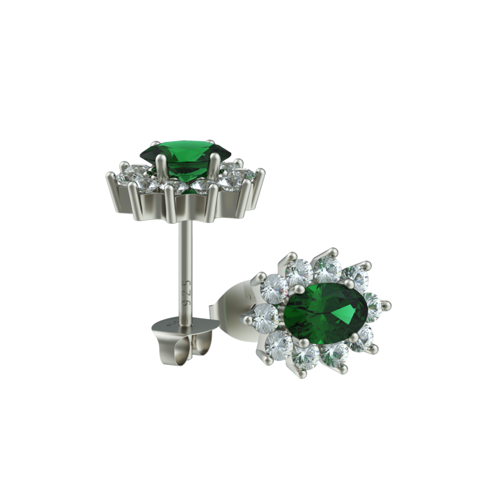 （green）Earrings for Women, 925 Sterling Silver Sunflower Small Earings