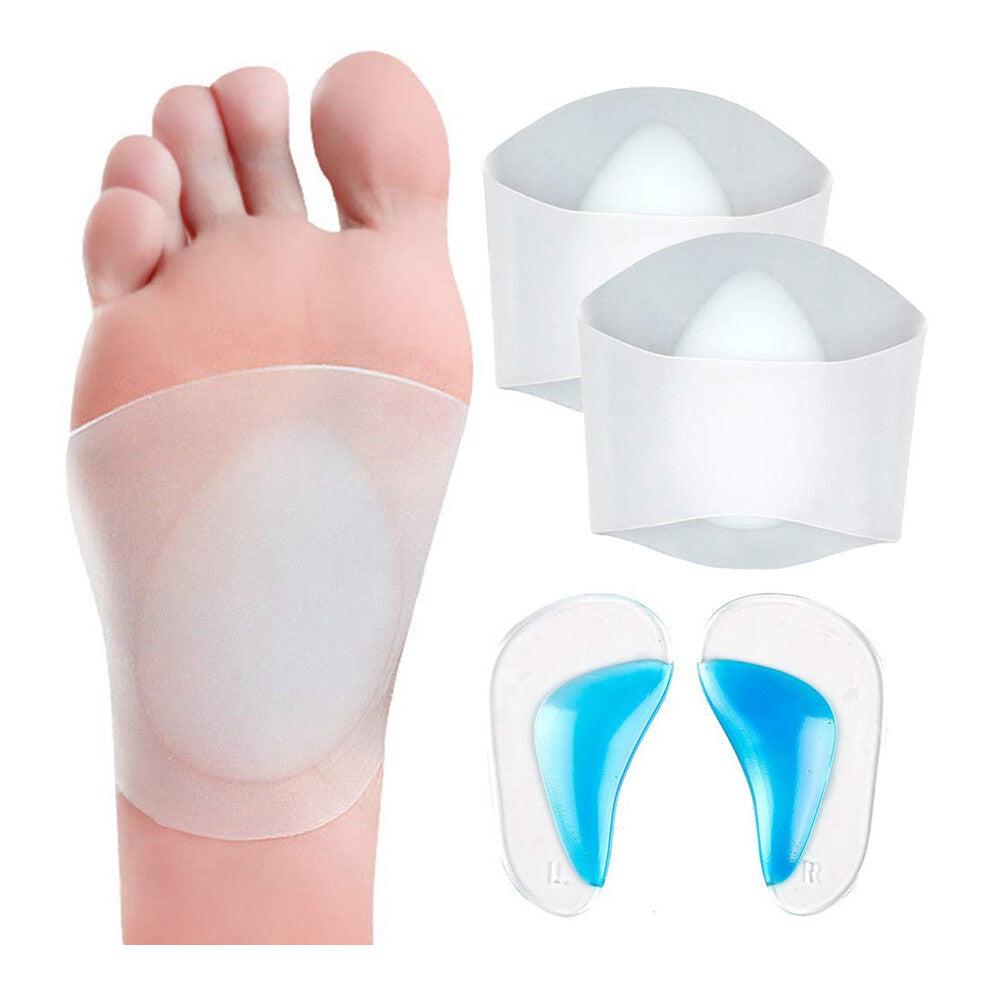 Gel Arch Support Set, 2 Pairs Plantar Fasciitis Sleeves-Shoe Insoles for Flat Feet, Reusable Soft Silicon Sleeves with Padded Cushions Fasciitis, Feet