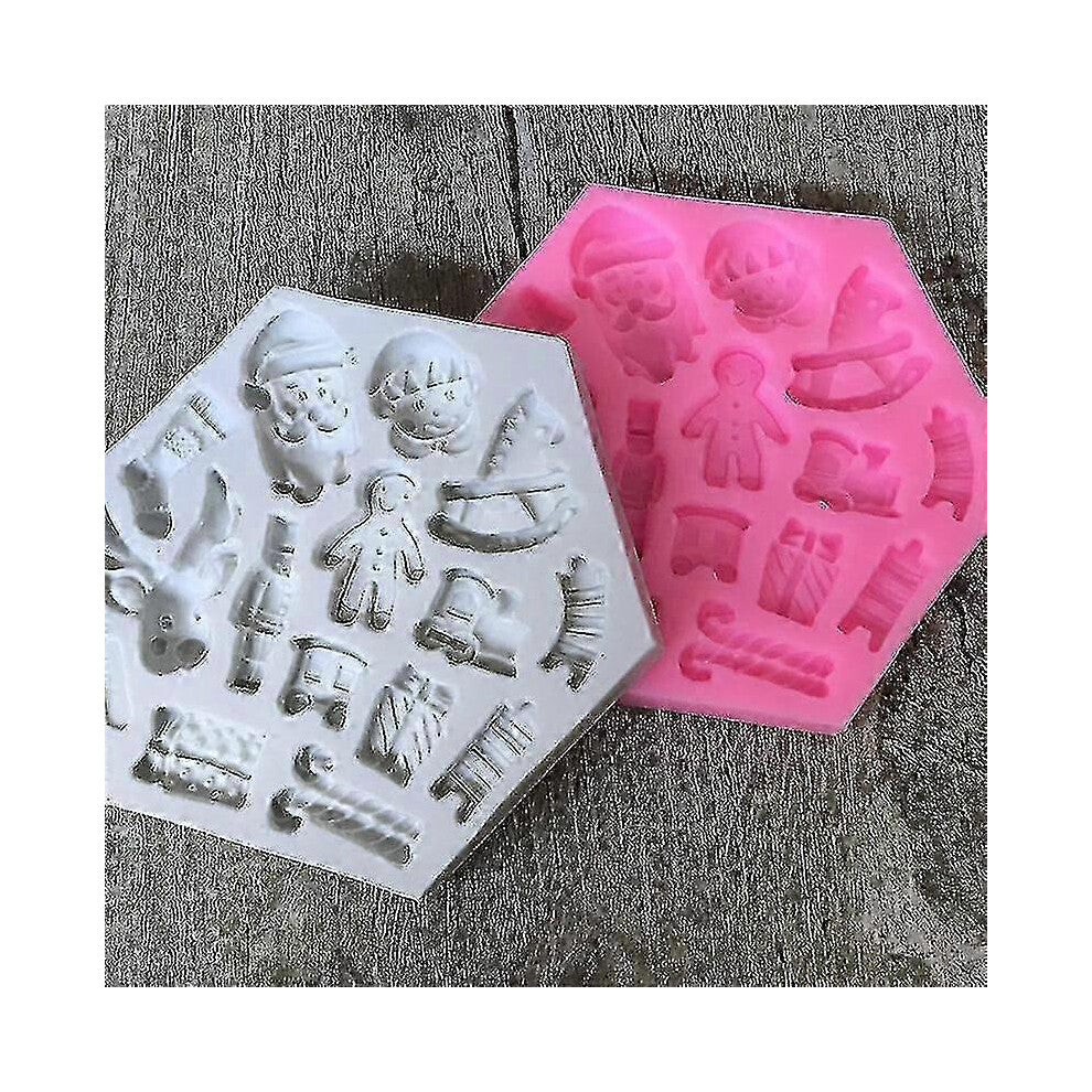(As show, One size) Set Of 2pcs Silicone Fondant Molds For Xmas Decoration, Moulds For Cake,chocolate,jelly,candy, Etc.