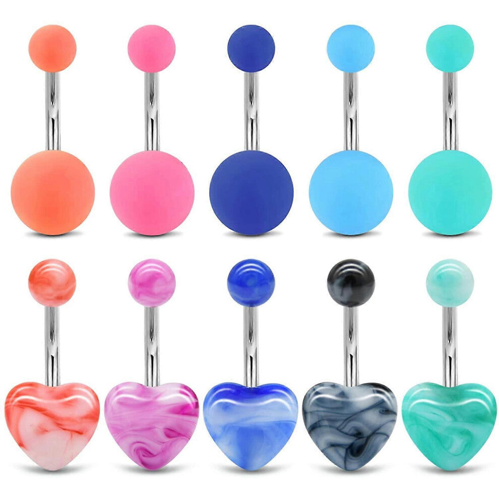 (Silver-1, One size) Belly Button Rings 14G Surgical Steel Handcuffs CZ Dangle Navel Piercing Body Jewelry