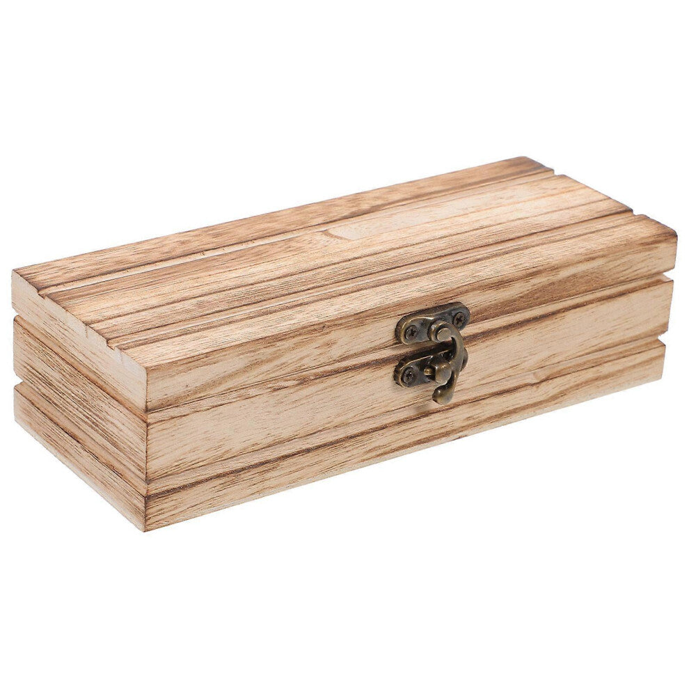 (As show, One size) Rustic Wooden Storage Box Household Desktop Trinket Box Latch Storage Case