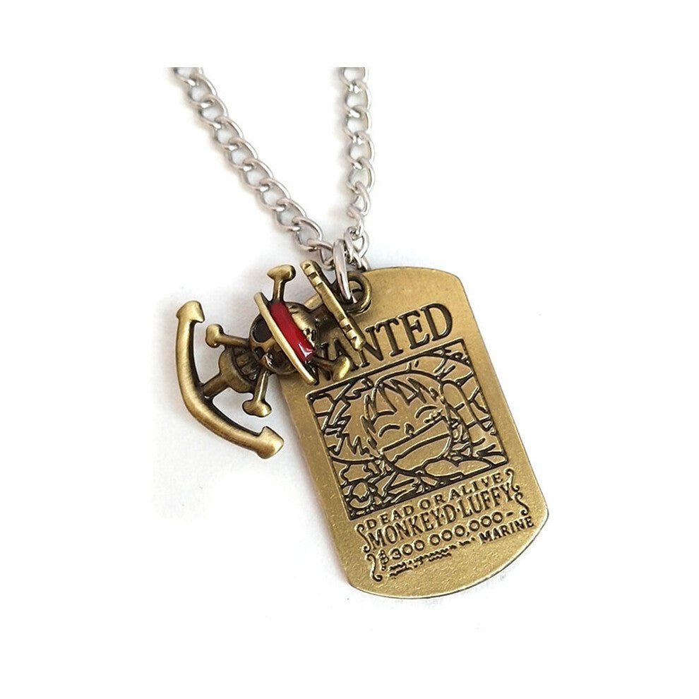 Anime Necklace Luffy Straw Hat And Skull Logo Dog Tag Pendant Necklaces For Men Fashion Jewelry Figure Cosplay Toys