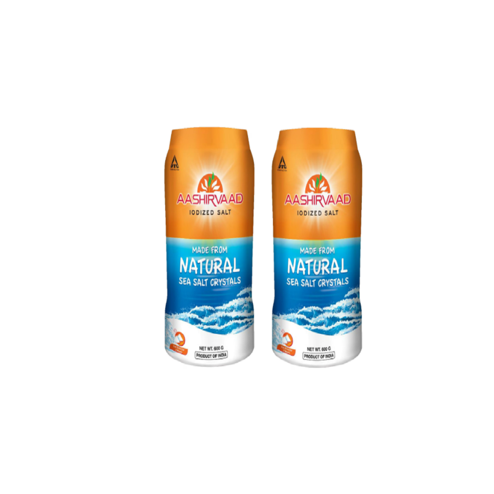 (Pack of 2) Aashirvaad Canister Salt 600g-Iodized Natural Salt