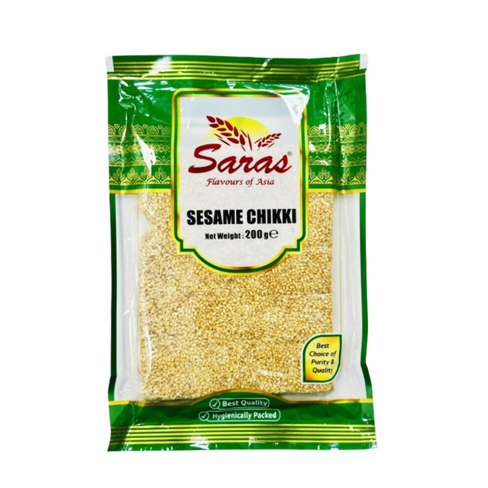 Saras Sesame Chikki 200g (Pack of 5) | Delicious & Nutritious Sesame Seed Snack, Sesame Candy