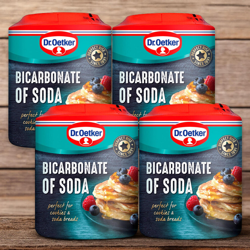 Dr. Oetker Bicarbonate of Soda 200g - (Pack of 4) | Multi-Purpose Baking & Cleaning Essential for Perfect Bakes and Household Use
