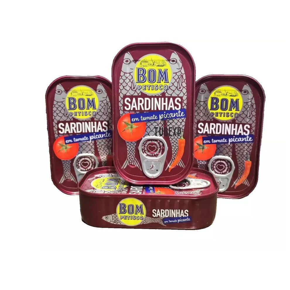 4 Cans Portuguese Sardines in Spicy Tomato Sauce Portugal 4 x 120g