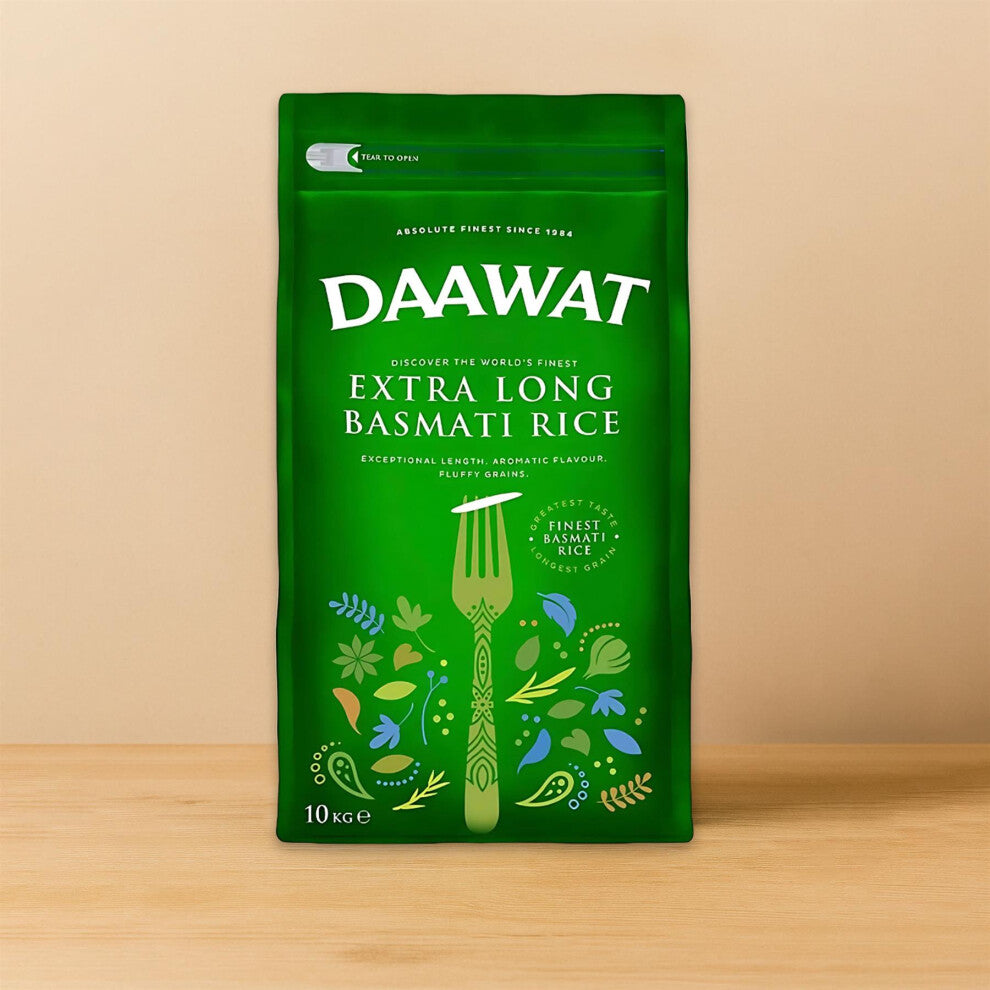 Daawat Extra Long Basmati Rice - 10kg | Premium Aged Rice for Fluffy, Aromatic & Non-Sticky Grains | Ideal for Biryani & Everyday Cooking