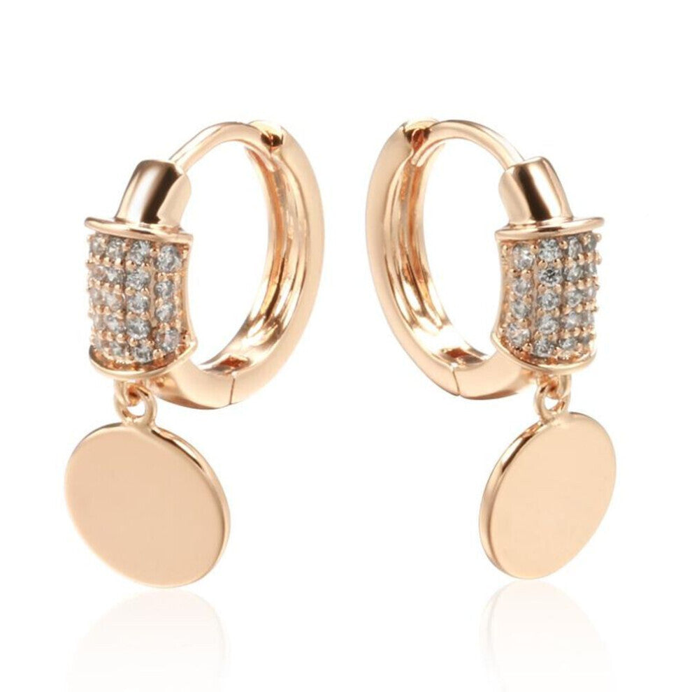 Glossy Disc Drop Earrings For Women Kinel Luxury Zircon Bride Wedding Jewelry