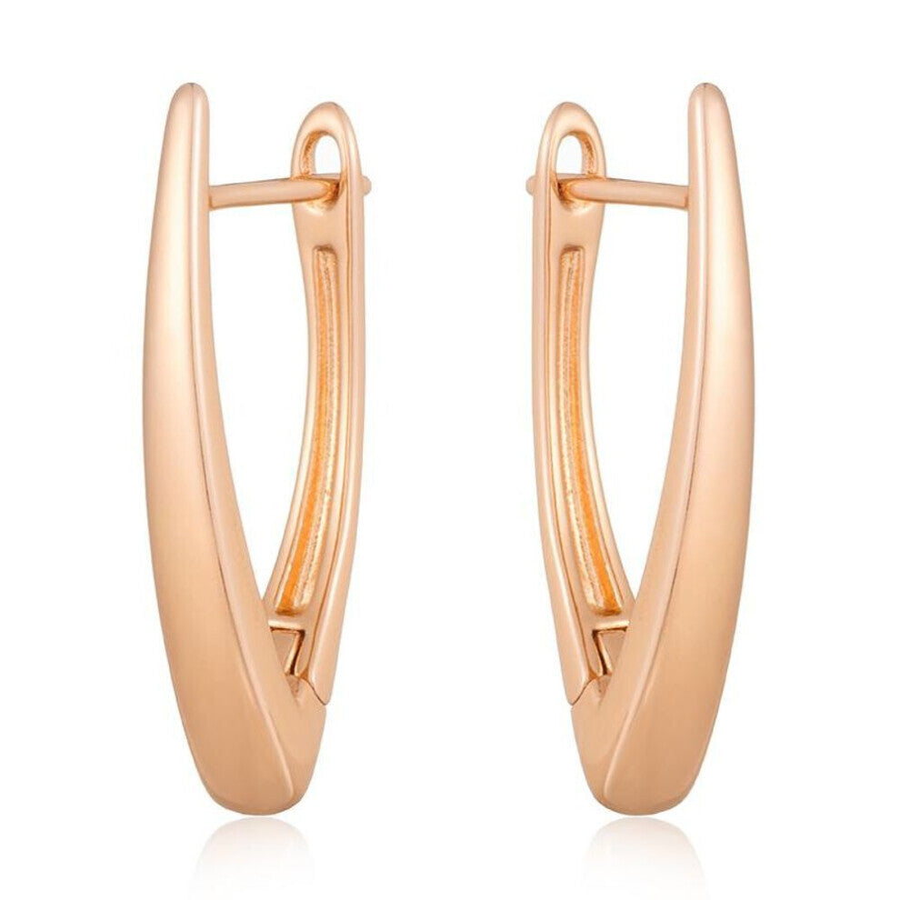 Kinel Glossy Gold Color V Shape Earrings For Women