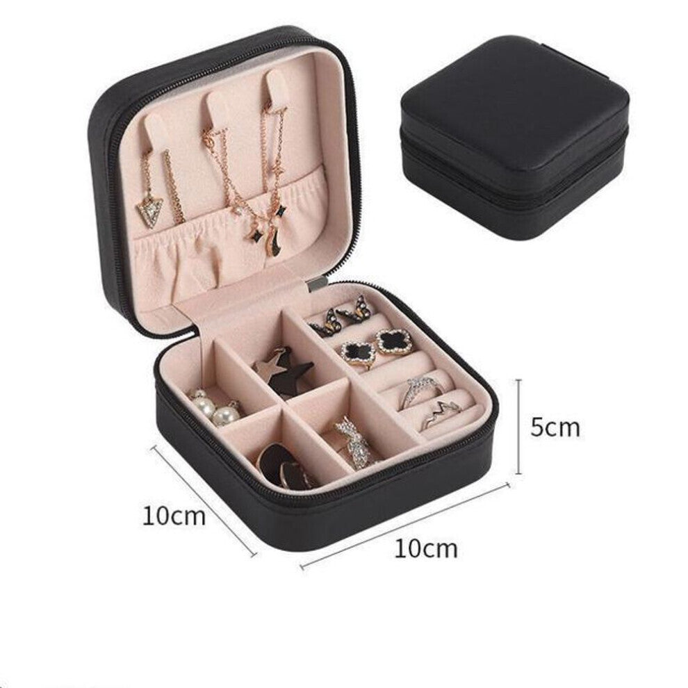(black) Jewelry Organizer Box Portable Household Travel Storage Organizer Earring Necklace Ring Jewelry Storage Box For Woman Accessory