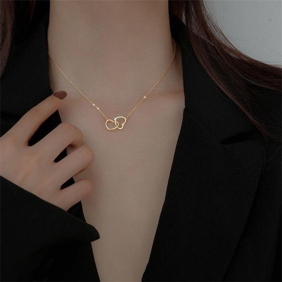 (gold) Heart Pendant Necklace For Girls Women Sweater Neck Chain Necklaces Cute Chokers Jewelry