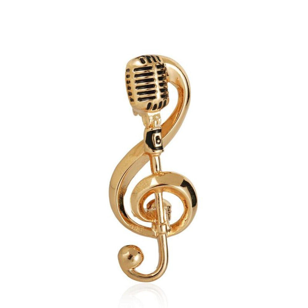 (gold) Blucome Alloy New Microphone Music Note Brooches Enamel Pin For Women Singer Party Concert Accessories New Year&apos;s Gift