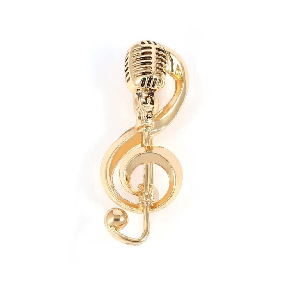 (gold) Pin Jewelry Accessories Badge Pin Brooches Pin Music Note Brooch Microphone Brooches Enamel Pin