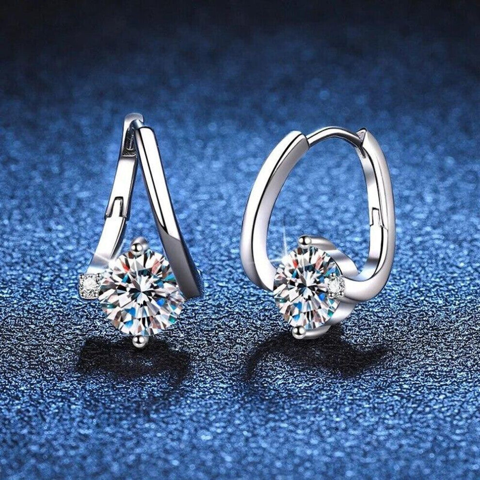 (as the picture) D Color 1 Carat Moissanite Earrings For Women 925 Sterling Silver Ear Stud Hoops Diamond  Engagement Wedding Fine Jewelry Gift