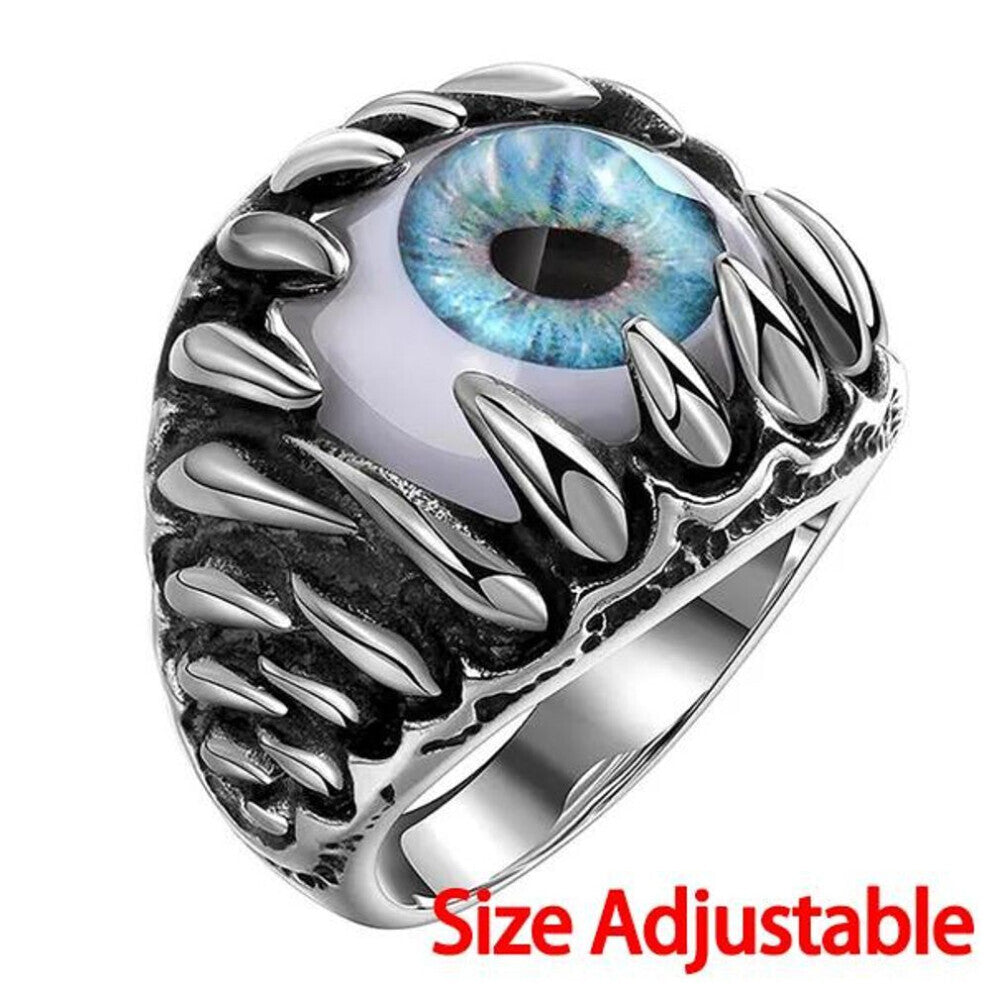 (adjustable) Men&apos;s Jewelry Steampunk Stainless Steel Gothic Biker Claws Cool Skull Biker Vivid Eye Ring Vintage Punk Devil Eye Eyeball Rings
