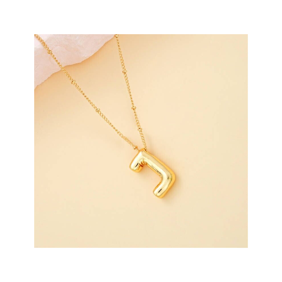 (Jaya) Gold Plated Chunky Alphabet Balloon Bubble Initial Letter Pendant Necklace