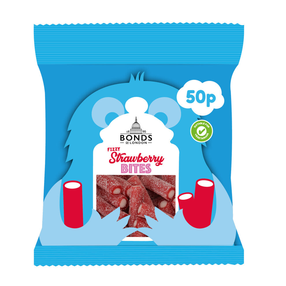 Bonds Fizzy Strawberry Bites Treat Bags 50g 50p PMP