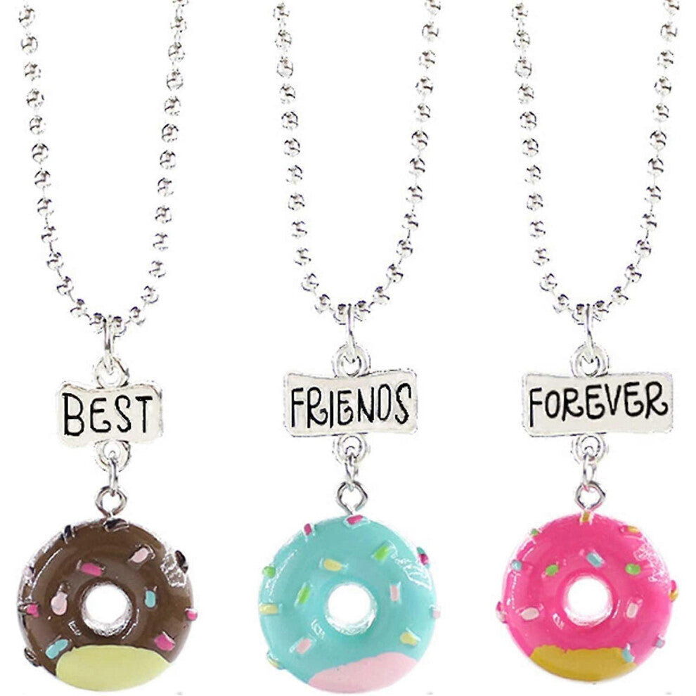(As show, One size) 2-3 Pcs Best Friends Forever Friendship Necklaces Set Ice Cream Cookie Donut Flamingo Wishing Bottle Colorful Cute Pendant BFF Nec
