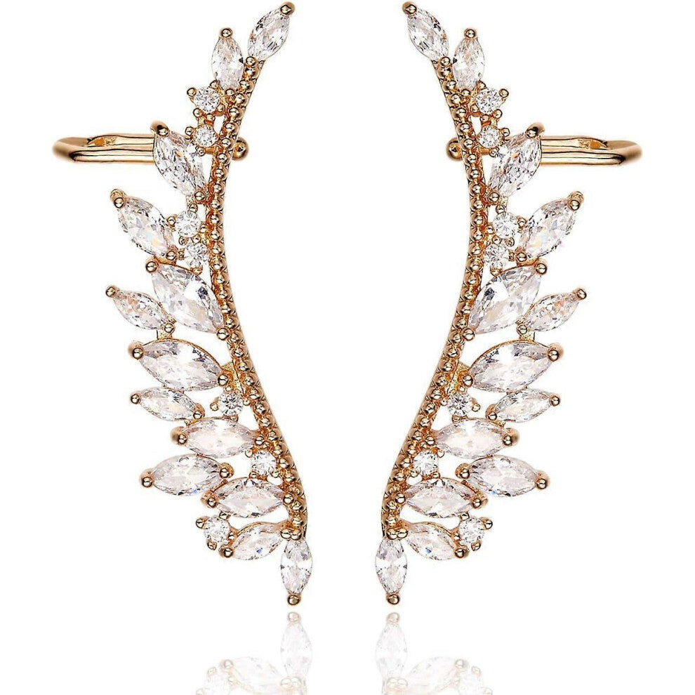 (As show, One size) Zealmer Women Gold Plated Crystal Wing Wraps Cuffs Earrings