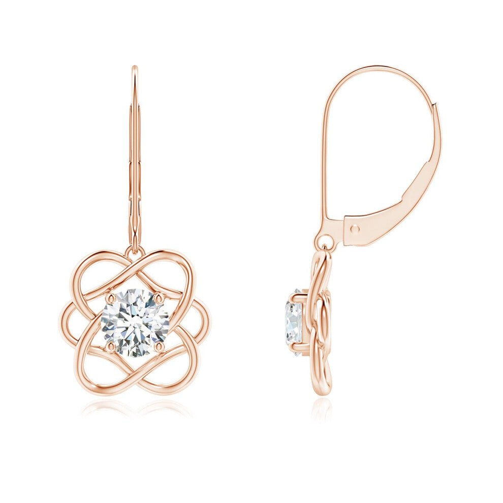 (14K Gold, 5.1mm) Lab-Grown-Solitaire Diamond Intertwined Flower Dangle Earrings(Colour: F-G | Clarity: VS)