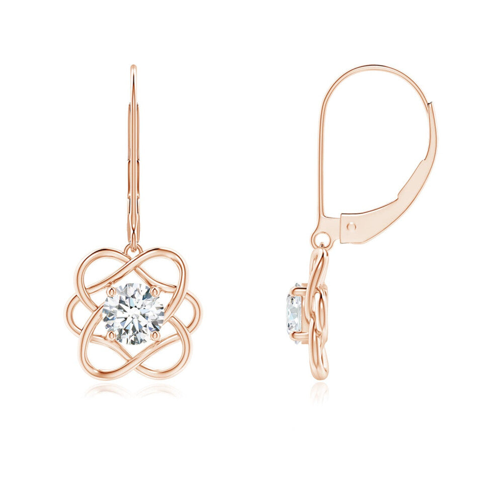 (9K Gold, 4.6mm) Lab-Grown-Solitaire Diamond Intertwined Flower Dangle Earrings(Colour: F-G | Clarity: VS)