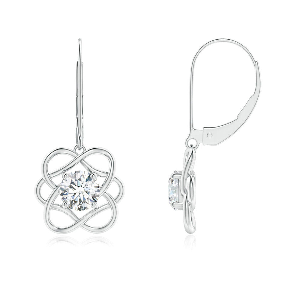 (9K Gold, 5.1mm) Lab-Grown-Solitaire Diamond Intertwined Flower Dangle Earrings(Colour: F-G | Clarity: VS)