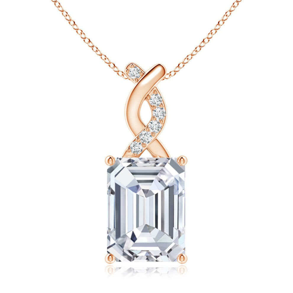 (14ct Rose Gold, Size: 10x7.5mm) Lab-Grown Diamond Pendant with Entwined Bale (Colour: F-G | Clarity: VS)