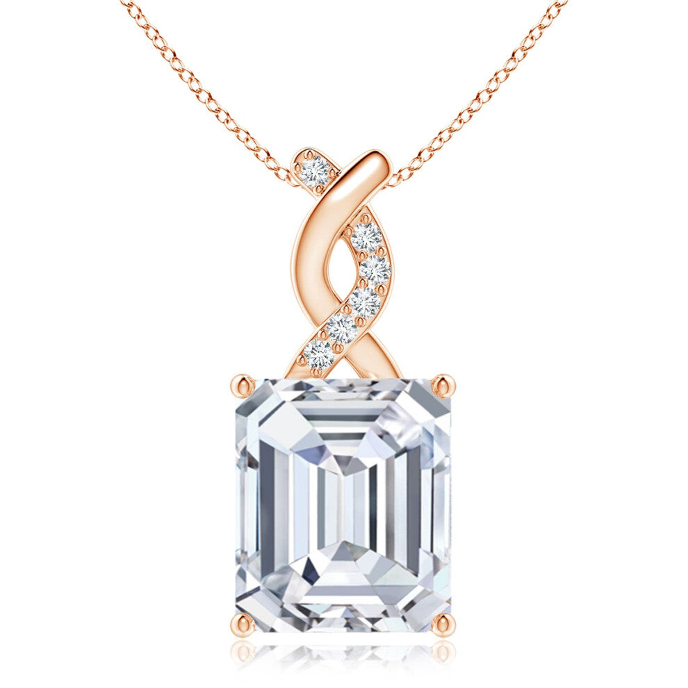 (14ct Rose Gold, Size: 10x8.5mm) Lab-Grown Diamond Pendant with Entwined Bale (Colour: F-G | Clarity: VS)