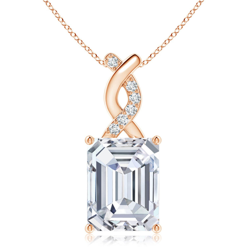 (14ct Rose Gold, Size: 11x8.5mm) Lab-Grown Diamond Pendant with Entwined Bale (Colour: F-G | Clarity: VS)