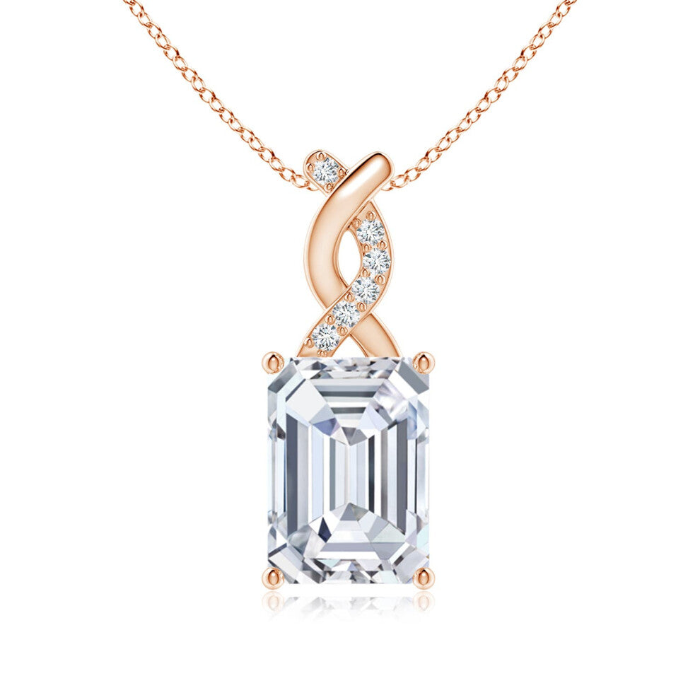 (14ct Rose Gold, Size: 7x5mm) Lab-Grown Diamond Pendant with Entwined Bale (Colour: F-G | Clarity: VS)