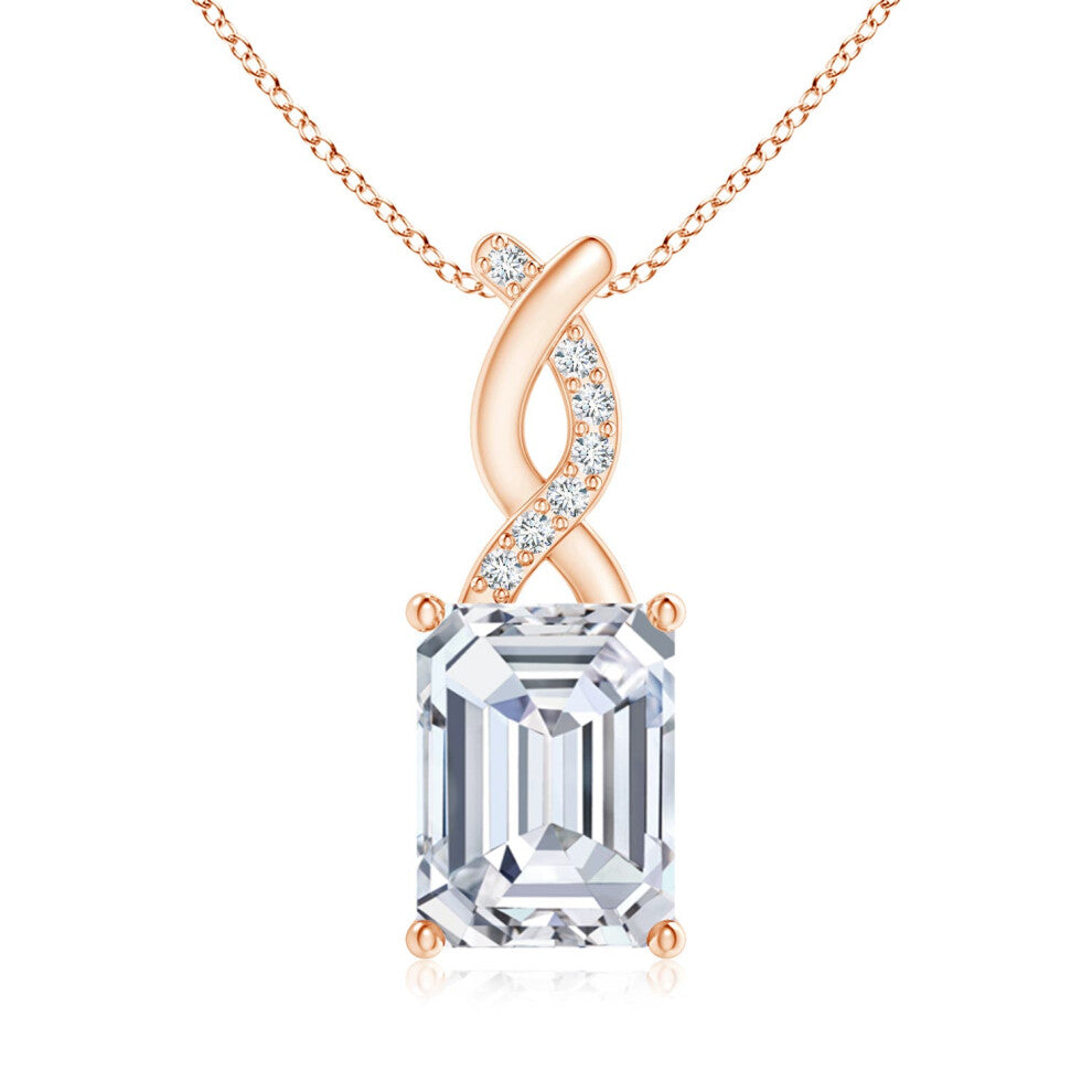 (14ct Rose Gold, Size: 8x6mm) Lab-Grown Diamond Pendant with Entwined Bale (Colour: F-G | Clarity: VS)