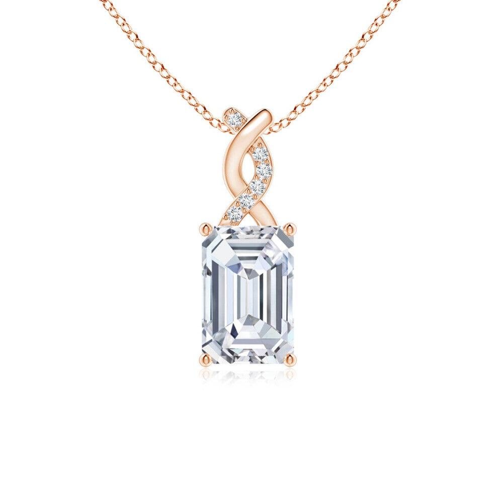 (9ct Rose Gold, Size: 6x4mm) Lab-Grown Diamond Pendant with Entwined Bale (Colour: F-G | Clarity: VS)