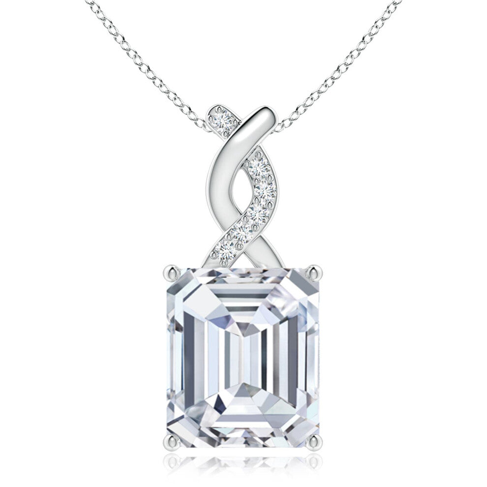 (Sterling Silver, Size: 10x8.5mm) Lab-Grown Diamond Pendant with Entwined Bale (Colour: F-G | Clarity: VS)