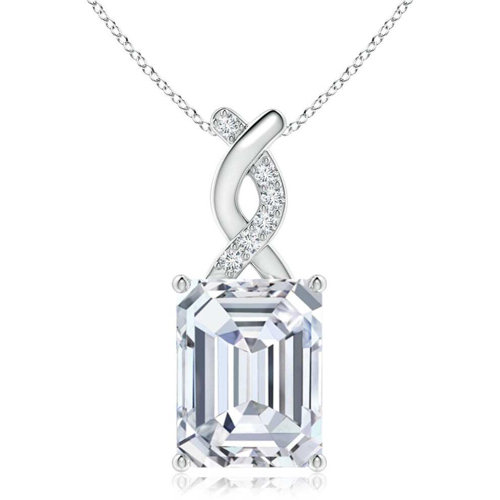 (14ct White Gold, Size: 11x8.5mm) Lab-Grown Diamond Pendant with Entwined Bale (Colour: F-G | Clarity: VS)