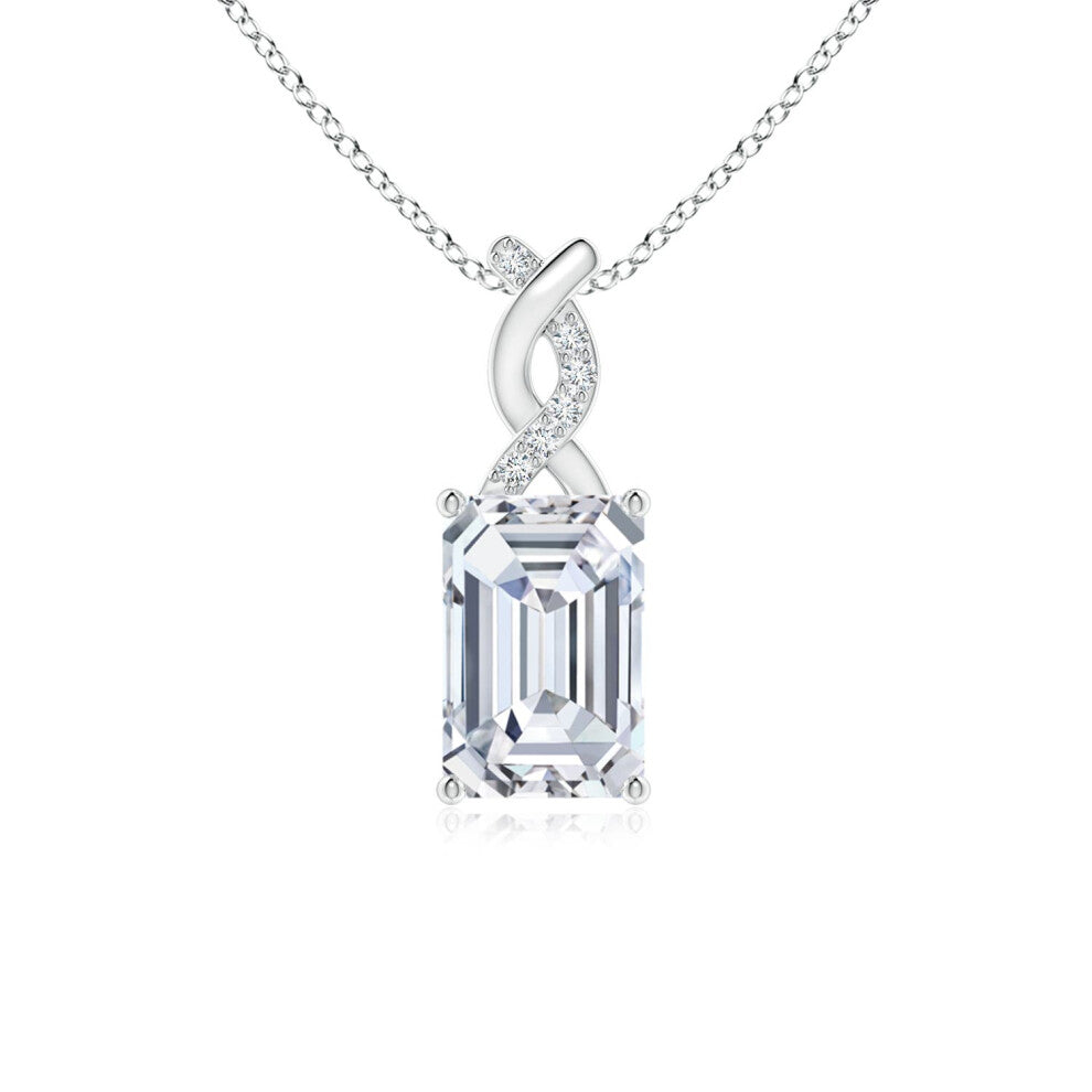 (14ct White Gold, Size: 6x4mm) Lab-Grown Diamond Pendant with Entwined Bale (Colour: F-G | Clarity: VS)