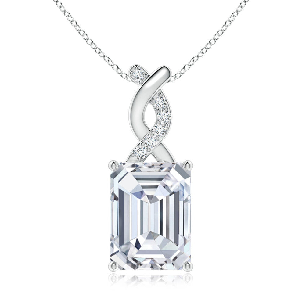 (9ct White Gold, Size: 10x7.5mm) Lab-Grown Diamond Pendant with Entwined Bale (Colour: F-G | Clarity: VS)