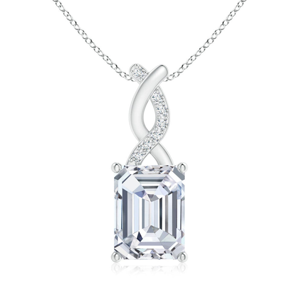 (9ct White Gold, Size: 8x6mm) Lab-Grown Diamond Pendant with Entwined Bale (Colour: F-G | Clarity: VS)