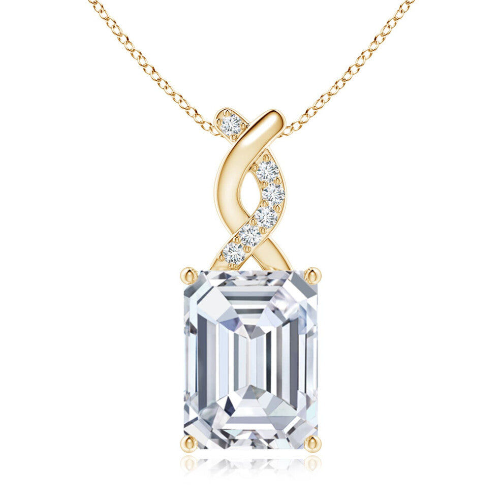 (14ct Yellow Gold, Size: 10x7.5mm) Lab-Grown Diamond Pendant with Entwined Bale (Colour: F-G | Clarity: VS)
