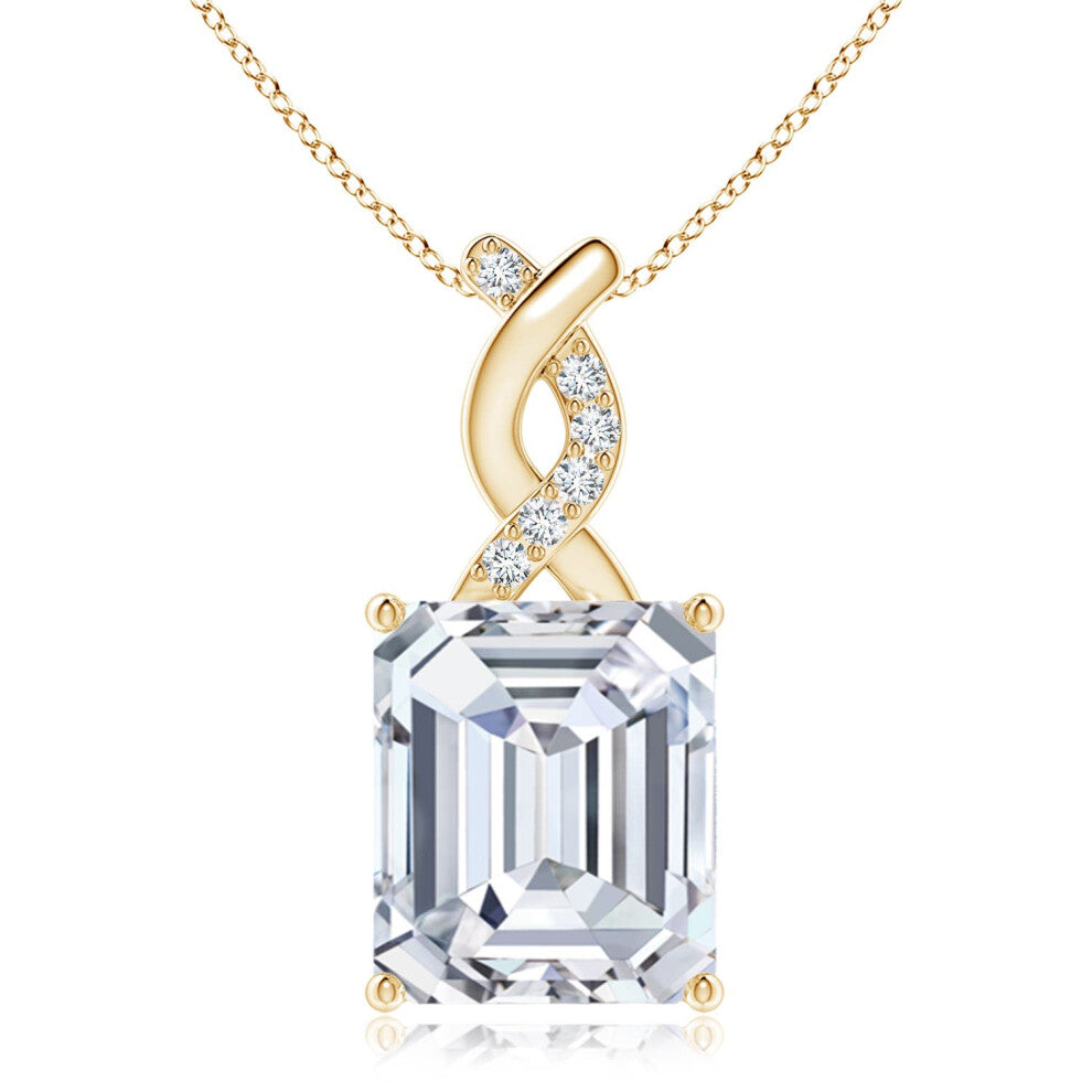 (14ct Yellow Gold, Size: 10x8.5mm) Lab-Grown Diamond Pendant with Entwined Bale (Colour: F-G | Clarity: VS)