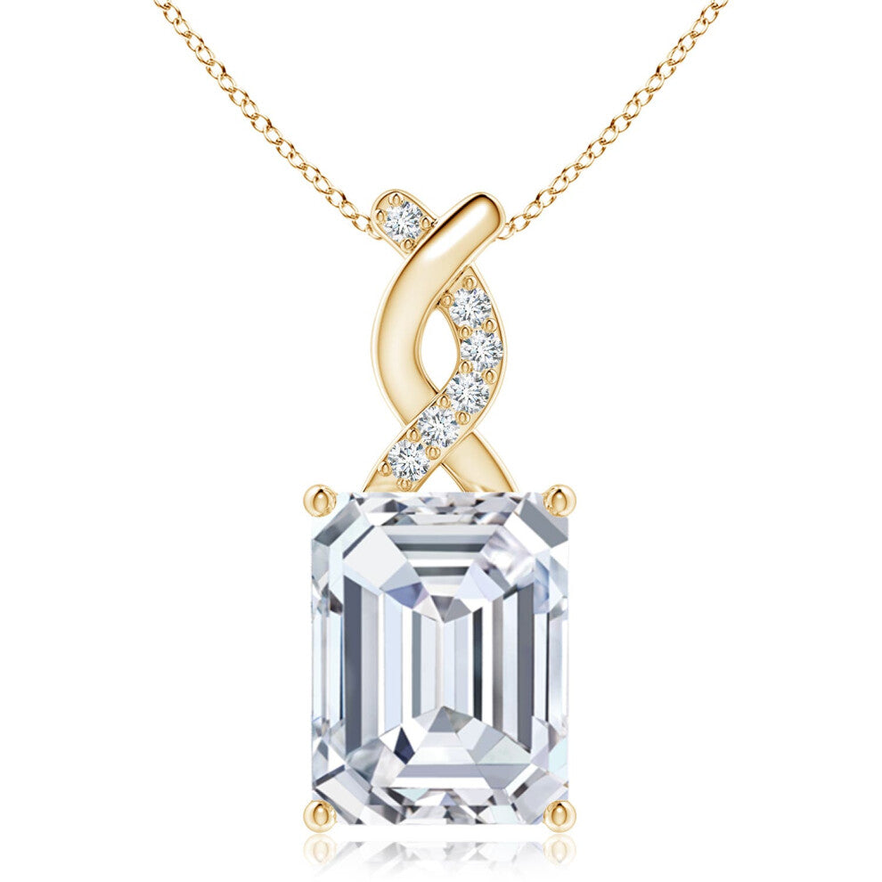 (14ct Yellow Gold, Size: 11x8.5mm) Lab-Grown Diamond Pendant with Entwined Bale (Colour: F-G | Clarity: VS)